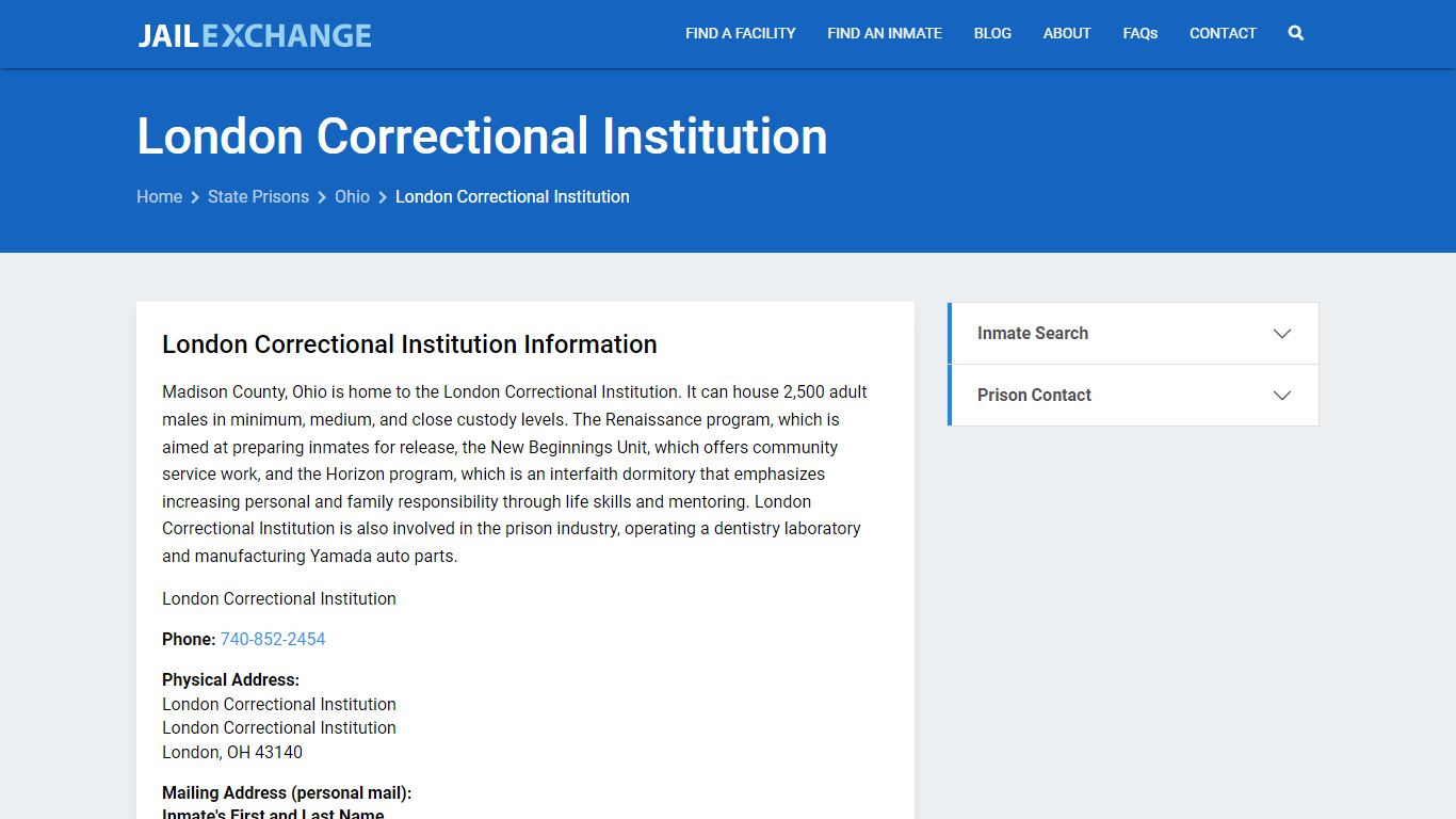 London Correctional Institution Inmate Search, OH - Jail Exchange