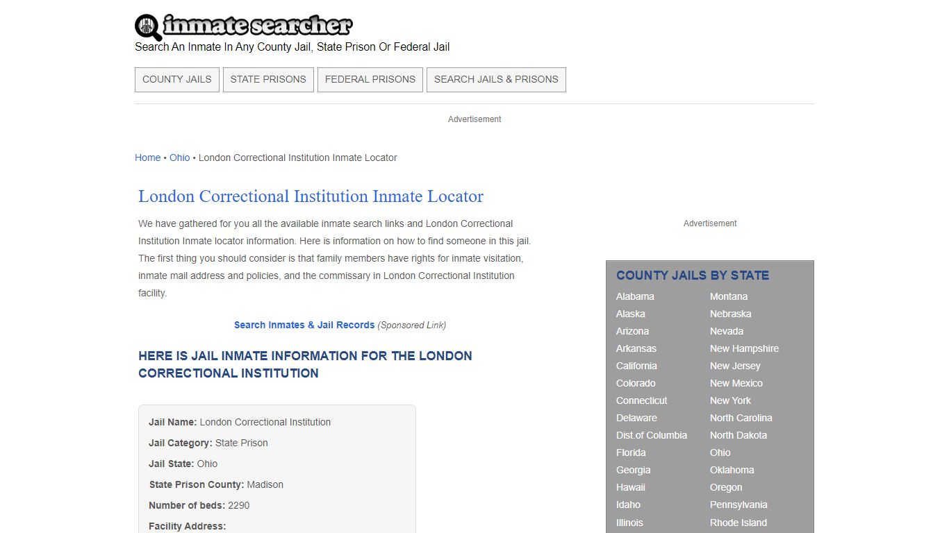 London Correctional Institution Inmate Locator